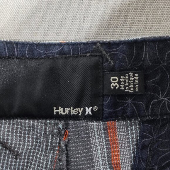 Hurley flat front shorts men's size 30 (32) grey colour with plaid pattern - Picture 6 of 12